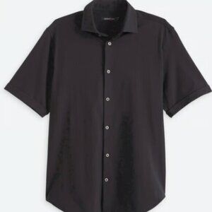 Mens Dstrct & Row Button Down Black Jersey Short Sleeve Shirt Size Med EUC #2812